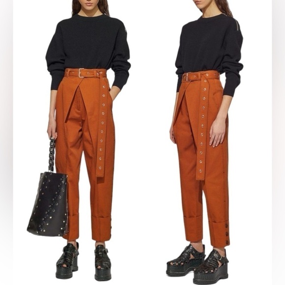 Proenza Schouler Pants - Proenza Schouler Belted Straight Pants in Cuffs Size 0 XSmall